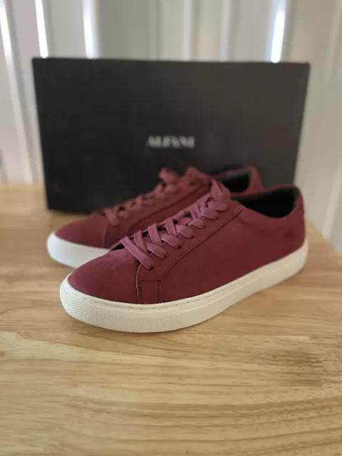 Alfani Grayson Lace Up Casual Sneakers Burgundy Faux Suede Shoes NWB