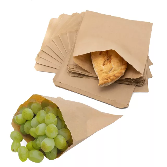 Brown Strung Sulphite Kraft Paper Bags for Takeaway Food Sandwiches & Grocery 2