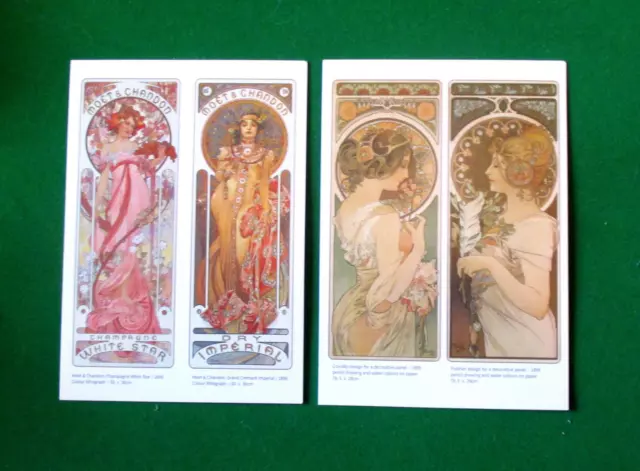 2 cartes postales Alphonse MUCHA Reproduction illustration « Moët Chandon »