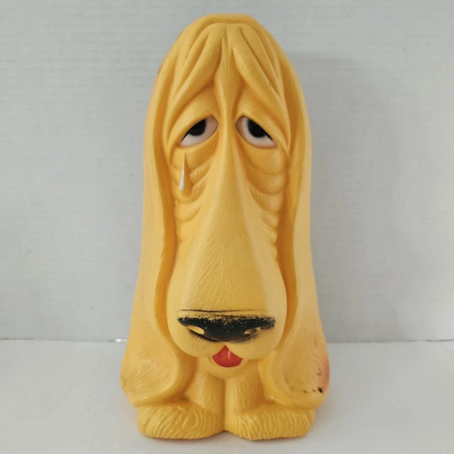 VINTAGE 70S SAD Crying Tear Basset Hound Dog Piggy Bank 11