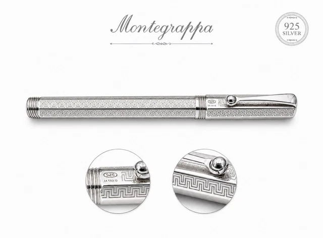 MONTEGRAPPA STERLING SILVER 925 Privilege Deco Pearl Grey Resin