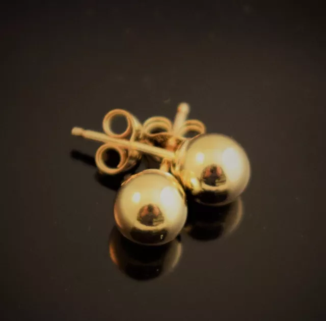14k Gold Filled (1/20 of 14k Gold) Ball Stud Earrings. 6mm Bead Size. Push Back.