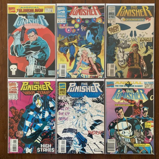 PUNISHER Annuals #4, 5, 6, 7, WAR ZONE #1, 2 Marvel Comics 1991-94 Lot