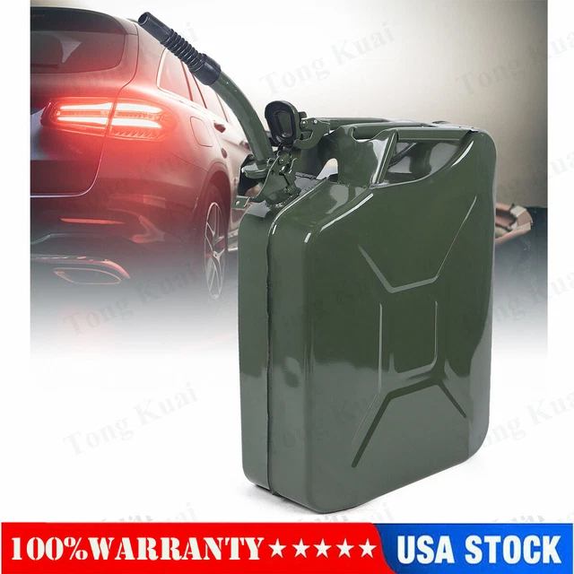 GREEN OFF ROAD Gas Fuel Can 5 Gallon Gasoline Steel Tank Backup W/Oil