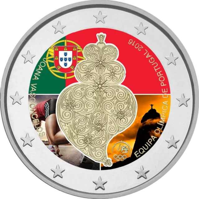 2 Euro Gedenkmünze Portugal 2016 Olympiade in Rio  mit Farbe / Farbmünze