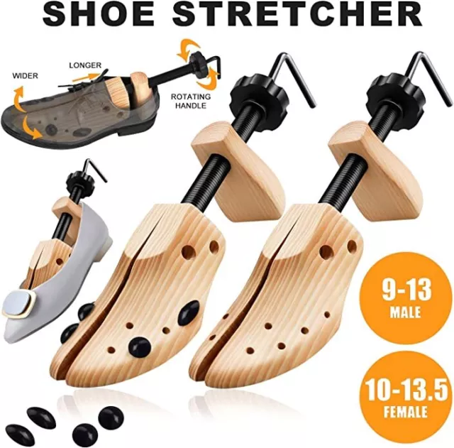 2-way Wooden Adjustable Shoe Stretcher Expander Men Women Boot Size US 5-13