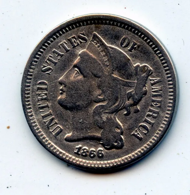 1866 Three Cent 3c Nickel   (SEE PROMO)