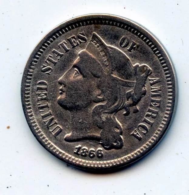 1866 Three Cent 3c Nickel   (SEE PROMO)