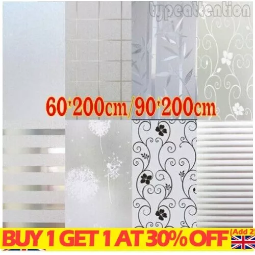 Privacy White Frosted Window Film Frost Etched Glass Static Plastic Vinyl*