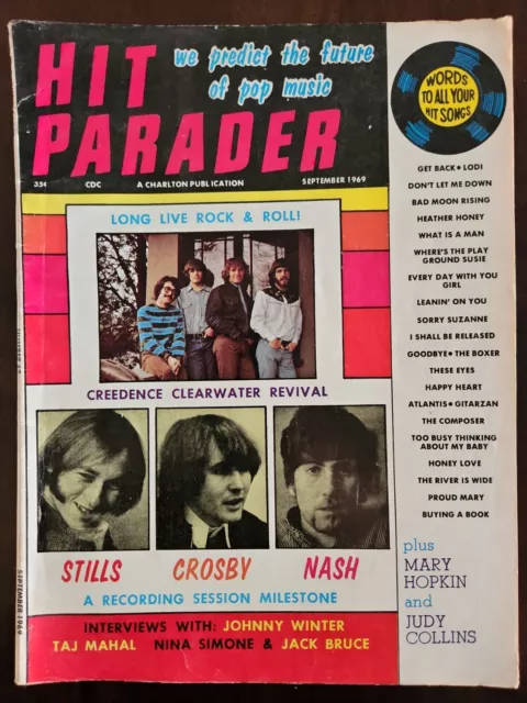 Hit Parader Vintage Music Magazine September 1969 CCR Crosby Stills & Nash