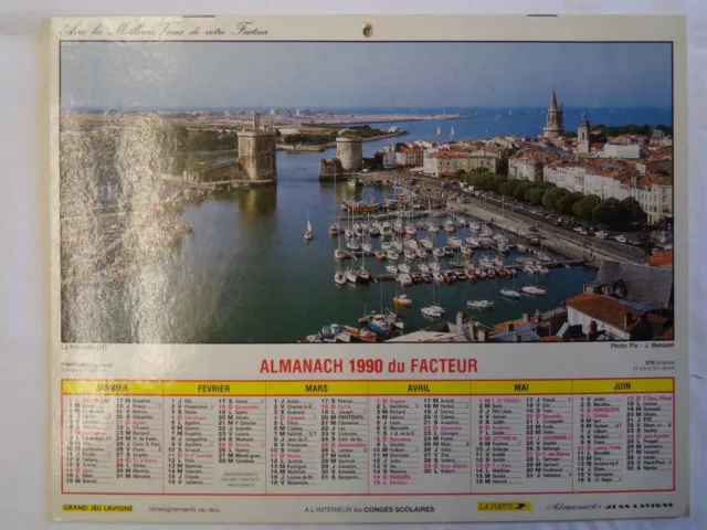 1990 ALMANACH CALENDRIER DES PTT FRANCE Idée cadeau année naissance / Collection