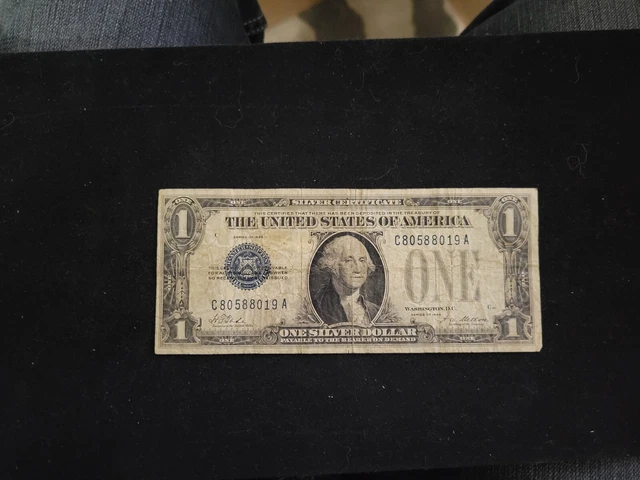 1928 One Dollar USA Silver Certificate Funny Back  Blue Seal Note Currency