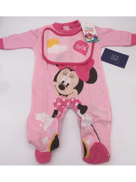 Disney Baby* MINNIE TUTINA LUNGA CON bavaglino COTONE WD1729 DIS-B 1/3 Mesi