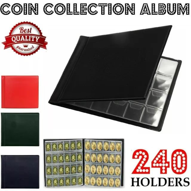 240 Coin Collection Album Money Storage Case Holder Coin Collecting Book UK