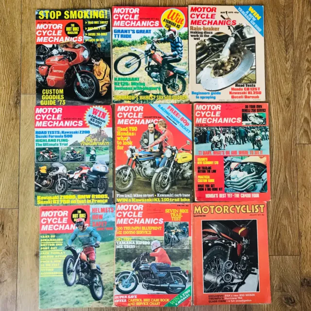 Vintage Motorcycle Magazines 1973-1978 Yamaha Suzuki Kawasaki Guide x9