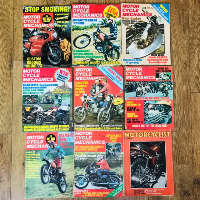 Vintage Motorrad Zeitschriften 1973-1978 Yamaha Suzuki Kawasaki Guide x9