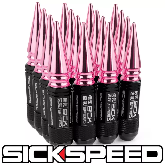SICKSPEED 16PC Noir/Rose Pointu Aluminium 108MM 3 PC Écrou Écrous 1/2X20 N30