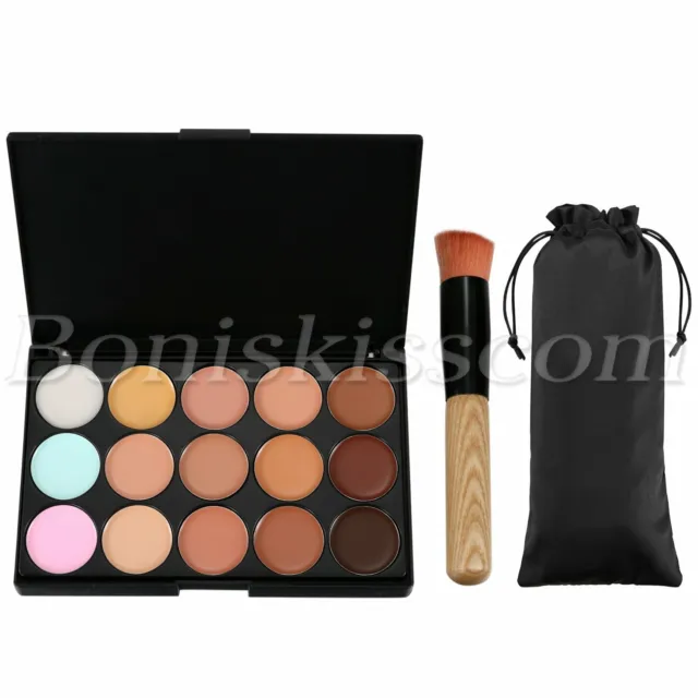 15 Colors Pro Concealer Palette Foundation Contour Face Cream Makeup With Brush 2