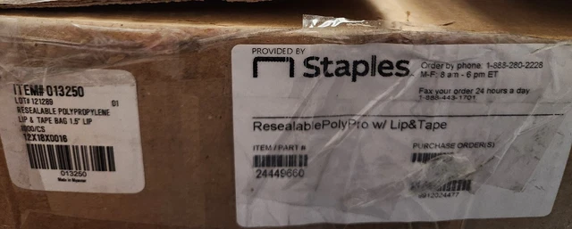 Box of 1000 12" x 18" Reclosable Poly Bags 1.5 Mil