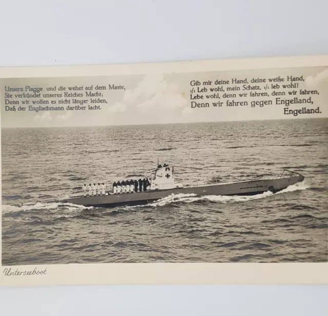 WW1 German U-boot submarine navy ship Imperial Navy postcard Iron Cross crew old