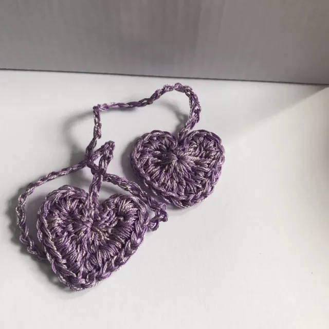 Umbilical Cord Tie Crochet Cotton Hearts Purple