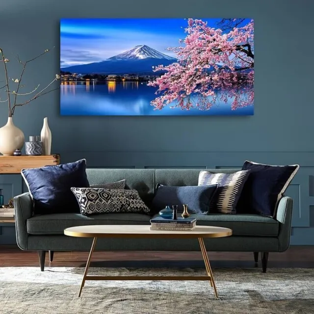 Japanese Oriental Landscape Mount Fuji Painting Canvas Wall Art Poster Unframed