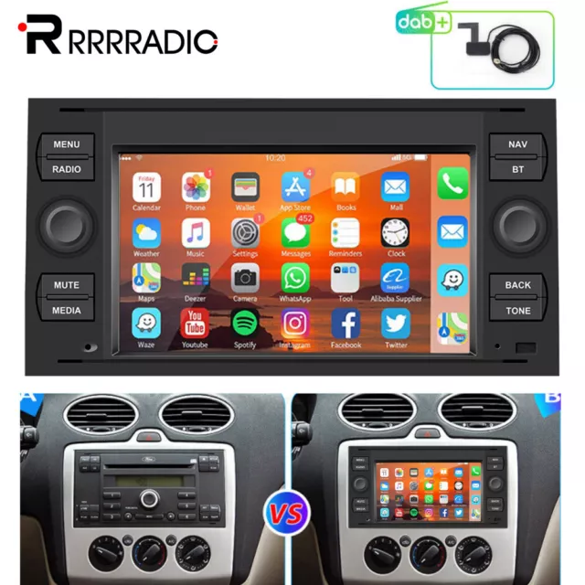 DAB+ Autoradio Für Ford Focus Transit S/C-Max Kuga Mondeo GPS Navi Android 13.0