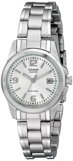 Casio Women's Quartz Dress Date Silver-Tone Bracelet 27mm Watch LTP1215A-7A