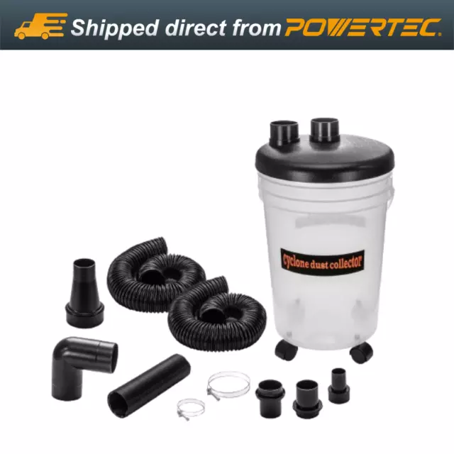 POWERTEC 4inch Cyclone Dust Collector & Separator Kit w/ 6 Gallon Bucket (70293)
