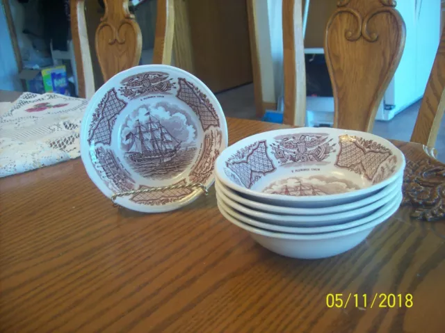 Alfred Meakin Fair Winds Set of 6 "The Friendship Of Salem" Staffordshire Bowls