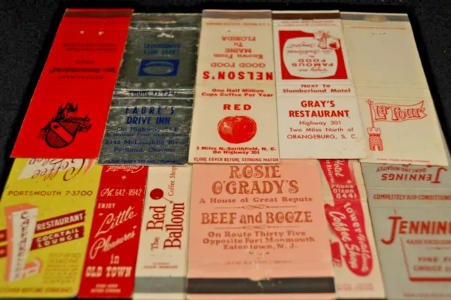 Lot of 12  Front Strike RESTAURANTS  MATCHCOVERS  Vintage  matches matchbooks B