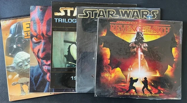Star Wars Calendar Lot of 5: Empire, Episode I, Revenge of Sith, Heroes Villains