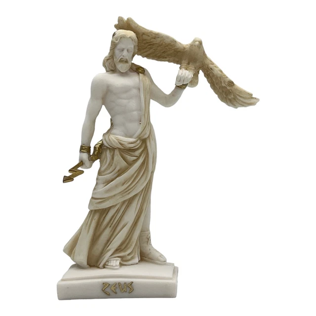 ZEUS KING OF Gods & Sky with Thunderbolt & Eagle Greek Roman Statue