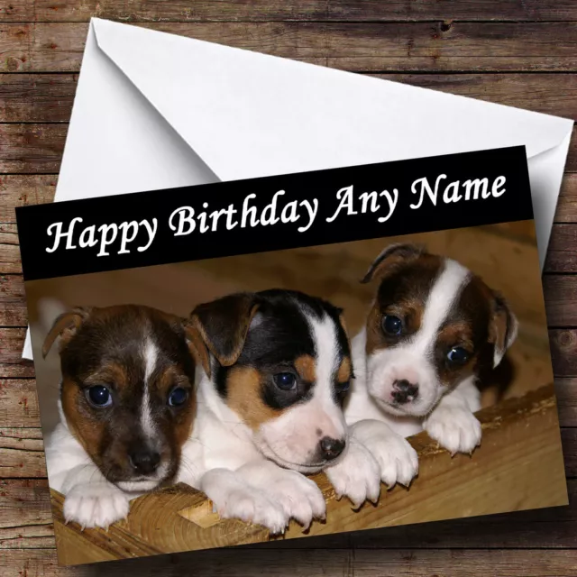 Jack Russell Puppy Dogs Personalised Birthday Greetings Card