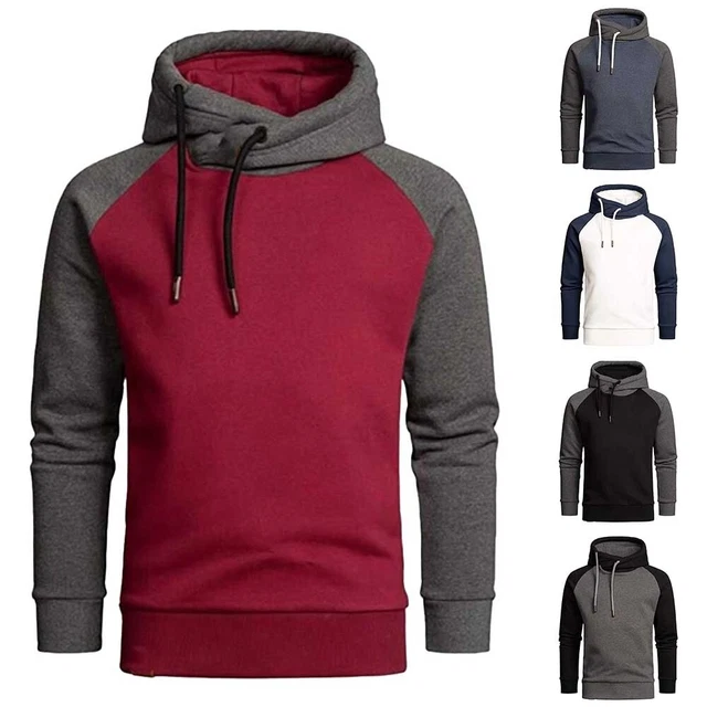 Da Uomo Caldo Pullover Felpa con Cappuccio Pile Maglia Tinta Unita