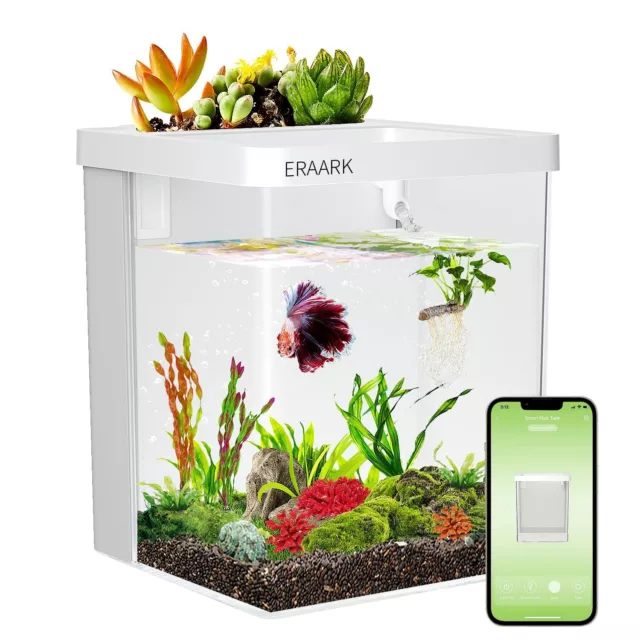 1.5 Gallon Betta Fish Tank self Cleaning, Smart Aquarium kit Supports Bluetoo...