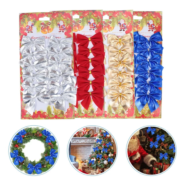 blaue Weihnachtsschleife für Baum Weihnachten Kranz Bogen Geschenk Verpackung Bo