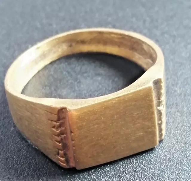 Ancient Medieval Byzantine Era Bronze Decorative Signet Ring Authentic