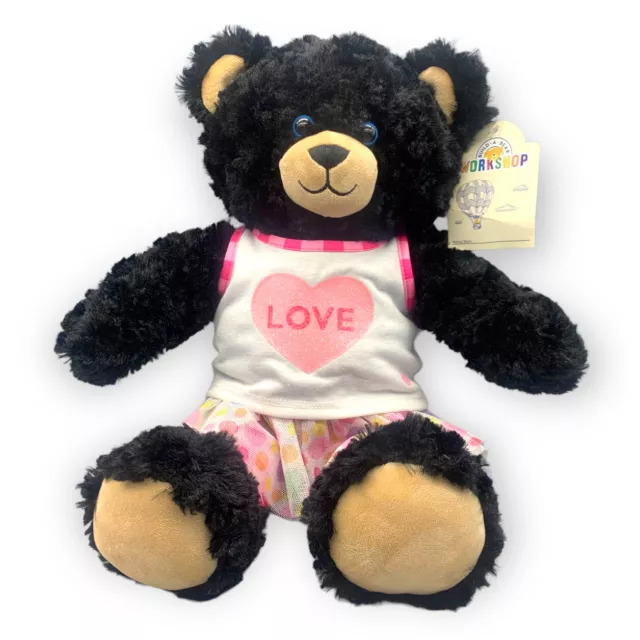 Build A Bear Workshop Classic Black Teddy 18" Love Tank Top Tutu Pink Leggings