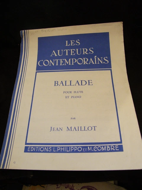 "Partition Ballade pour flute et piano Jean Maillot Music Sheet"