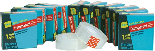 Seal-It 60061 Transparent Stationery Tape Refill Rolls (3/4In X 1296In), 12Pk