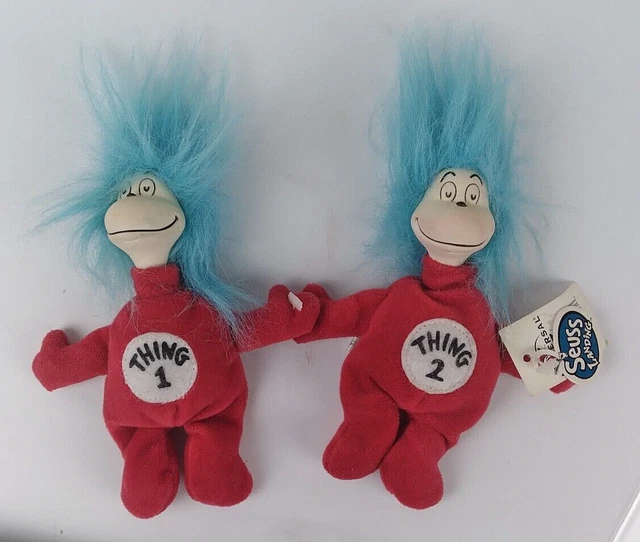 THING 1 THING 2 Dr. Seuss Cat in the Hat Universal Studios RARE 1998 6" version