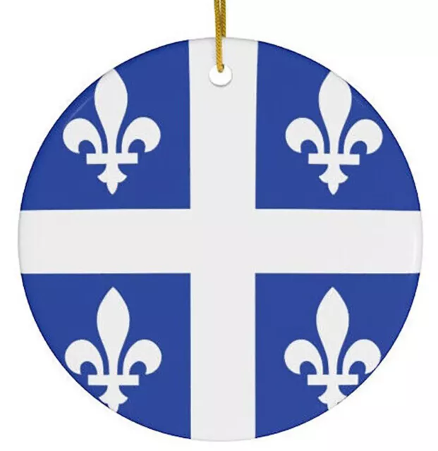 Quebec Christmas Ornament Flag World Travel Traveler Montreal Canada Ceramic