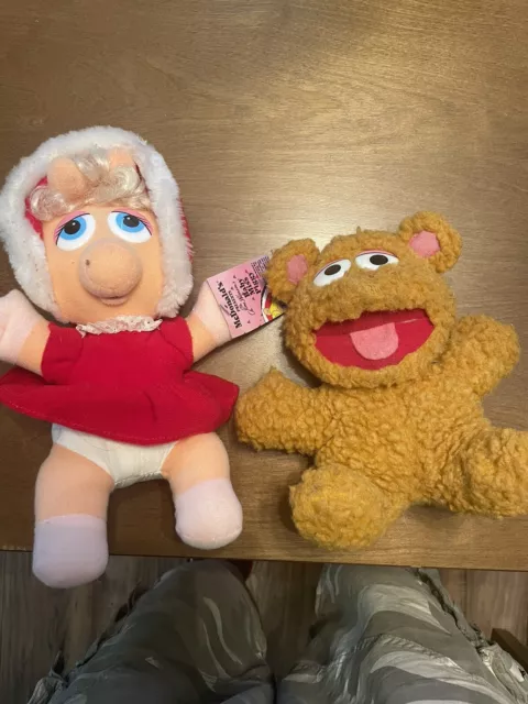 Vintage Muppet Babies McDonald's Plush Miss Piggy & Fozzie Bear 1988 Jim Henson