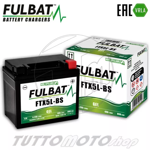 Batteria FULBAT GEL FTX5L-BS = YTX5L-BS KTM EXC 450 4T 2005 2006 2007 / Attivata