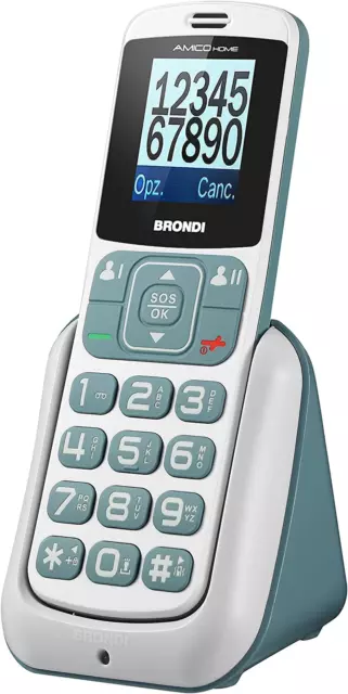 Brondi Amico Home Telefono Cellulare GSM per Anziani Con Tasti Grandi, Tasto SOS