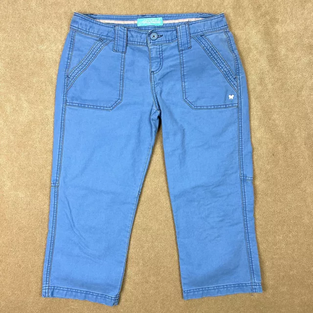 Aeropostale Pants Womens 7/8 (32x20.5) Blue Cropped Wide Leg Flap Pockets Casual