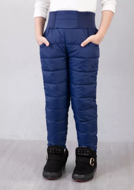 Kids Winter Warm Thicken Trousers Boys Girls Down Cotton Sweatpants Baby Pants