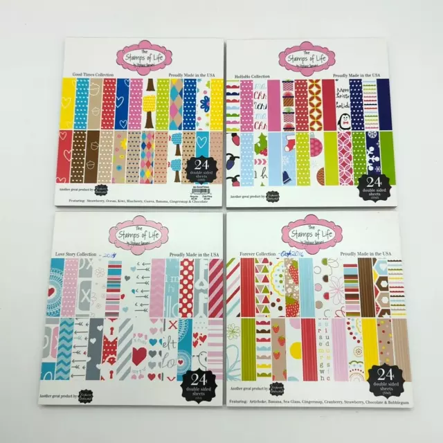 Lote de 4 almohadillas de papel Stamps of Life Stephanie Barnard 6x6 libro de recortes SIN USAR