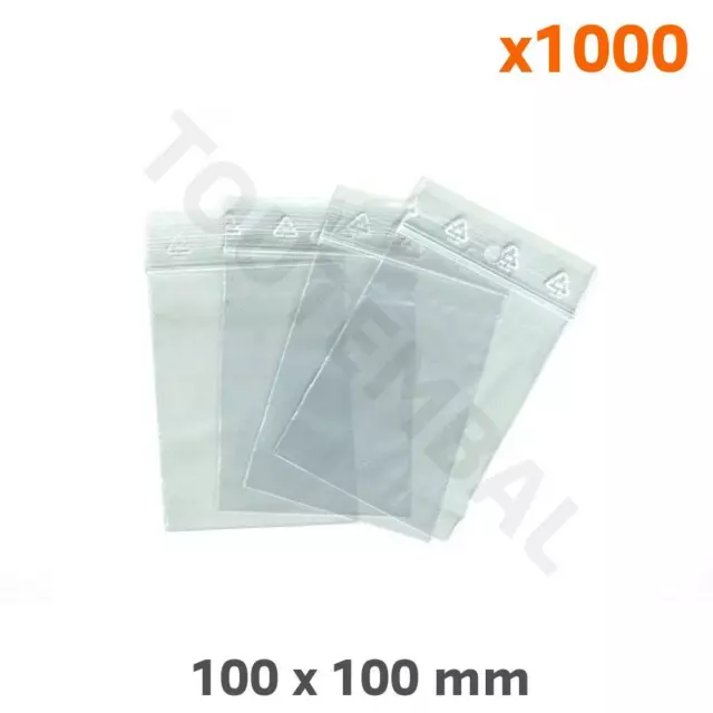 1000 Sachets zip transparent 50µ 100x100